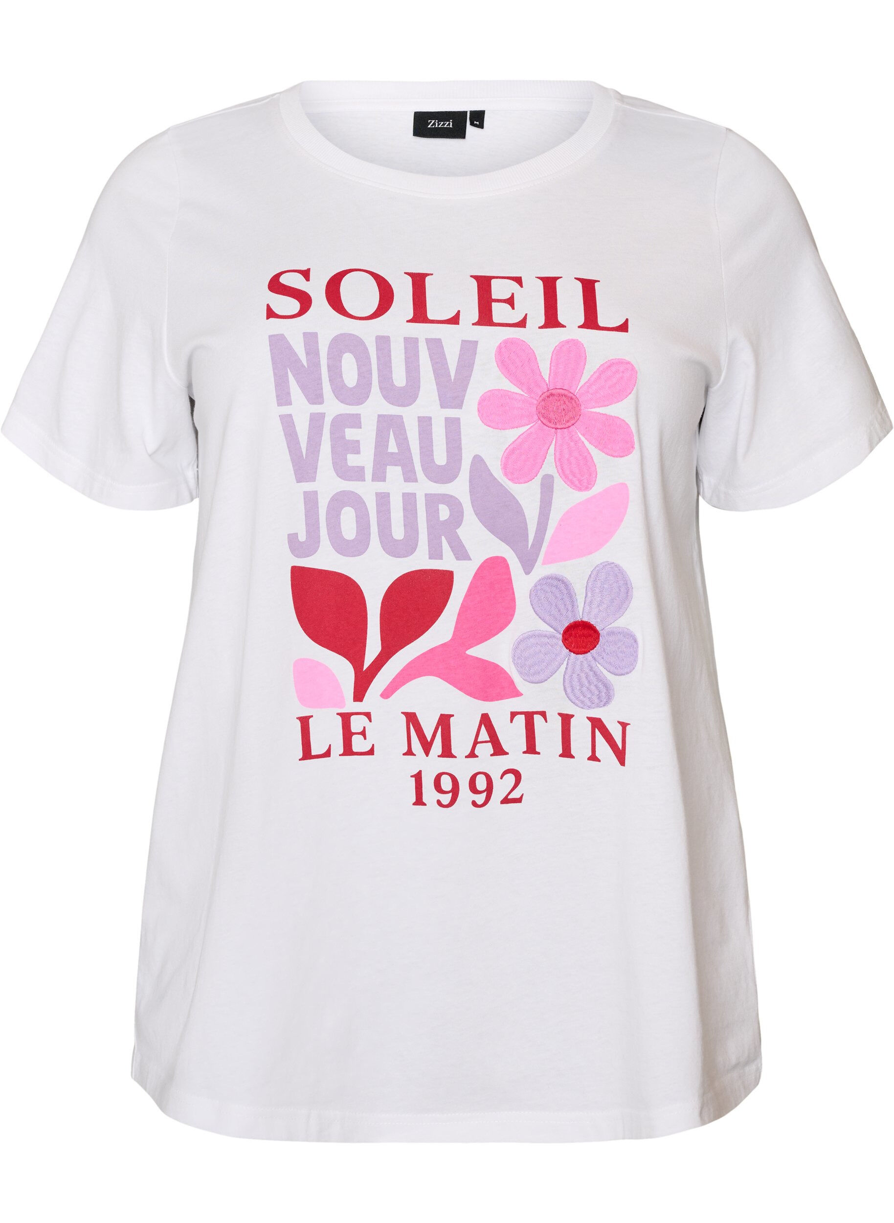 ZizziT-shirt en coton avec imprim&eacute;, Blanc, Packshot image number 0