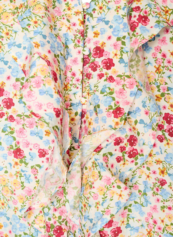 Blouse en viscose &agrave; imprim&eacute; floral et manches 3/4, Bleu, Packshot image number 2