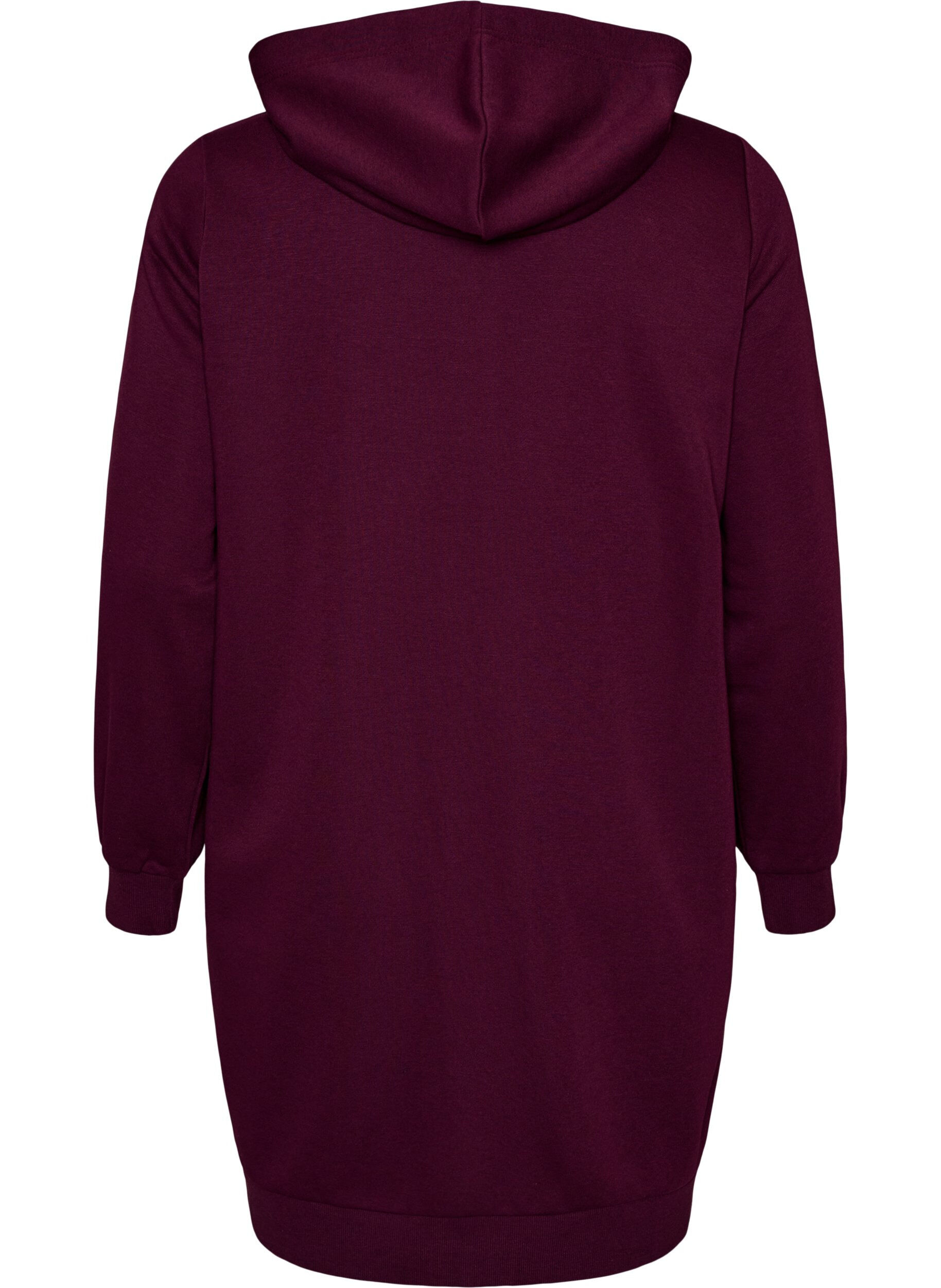 ZizziSweat &agrave; capuche long avec zip et poches, Violet, Packshot image number 1