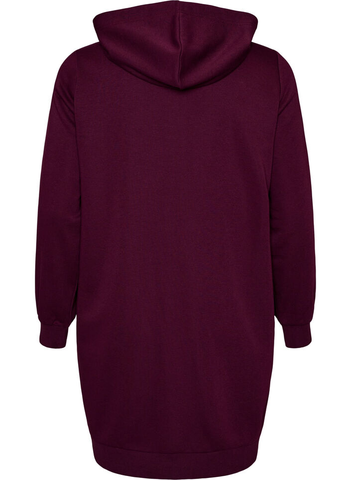 Sweat &agrave; capuche long avec zip et poches, Violet, Packshot image number 1