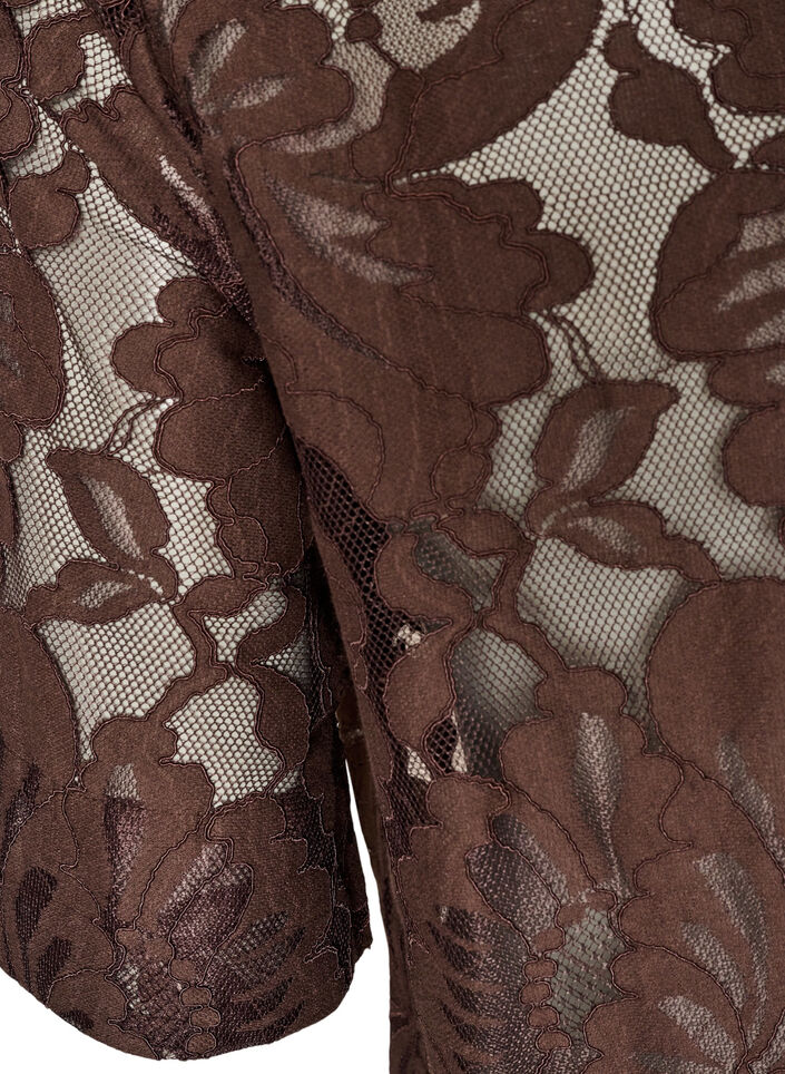 Blouse en dentelle avec manches courtes, Marron, Packshot image number 3