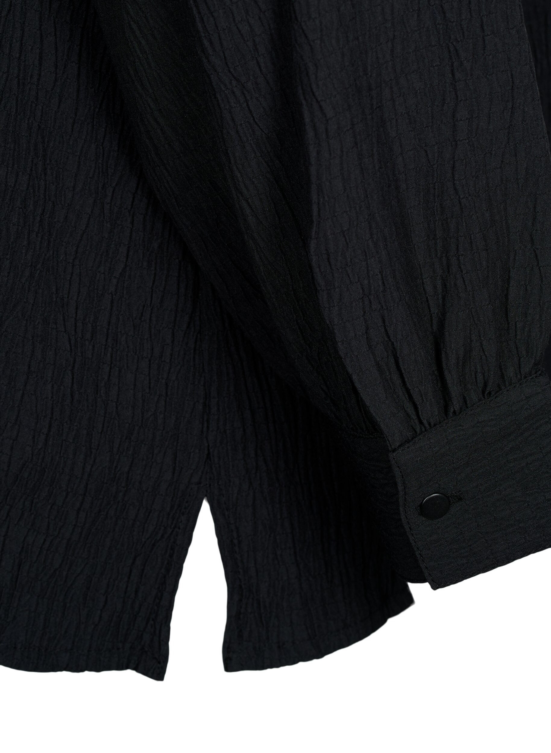 Zizzi Blouse &agrave; manches longues avec col volant&eacute;, Black, Packshot image number 3