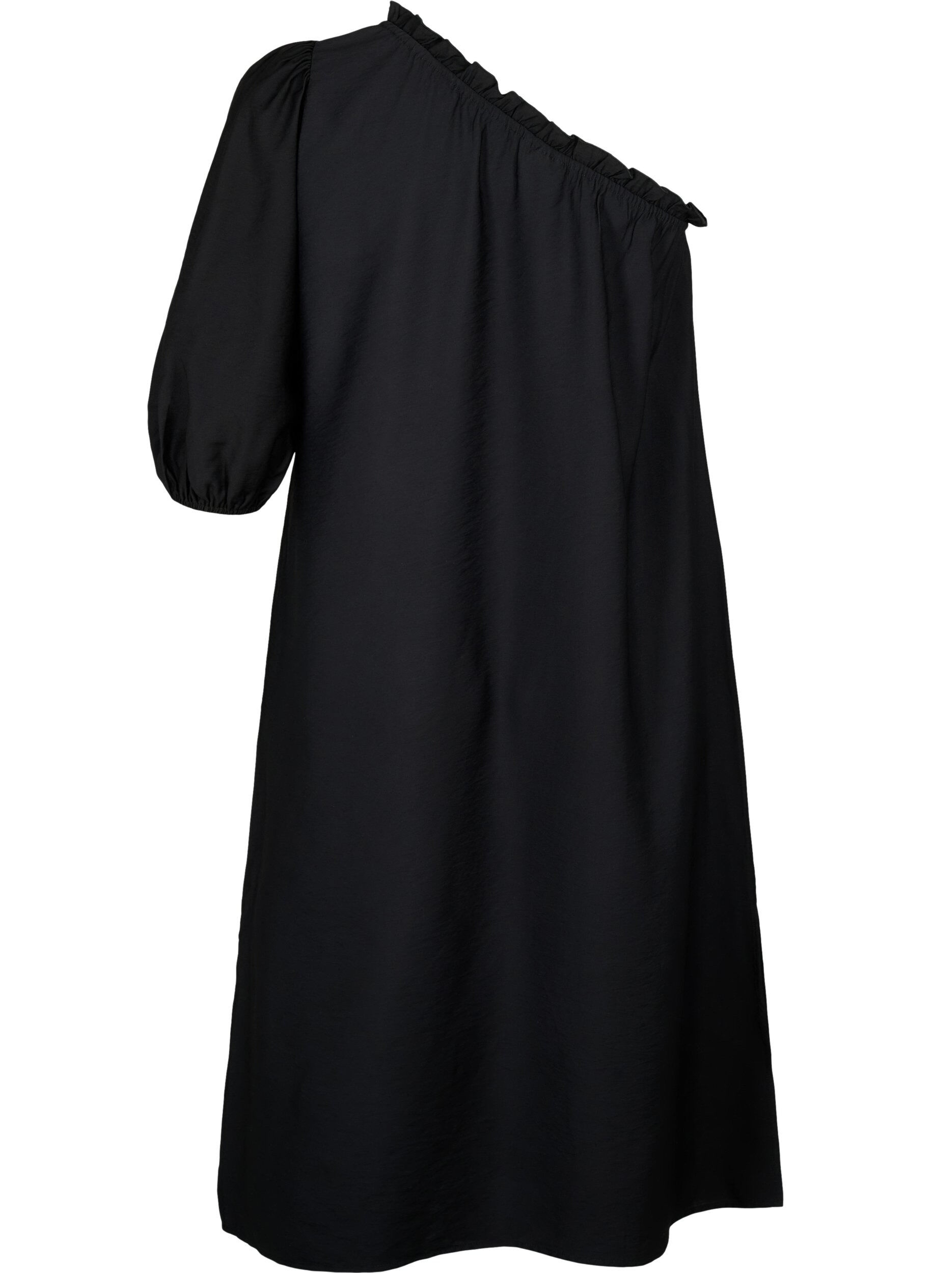 Zizzi Robes &agrave; une &eacute;paule en viscose, Noir, Packshot image number 1