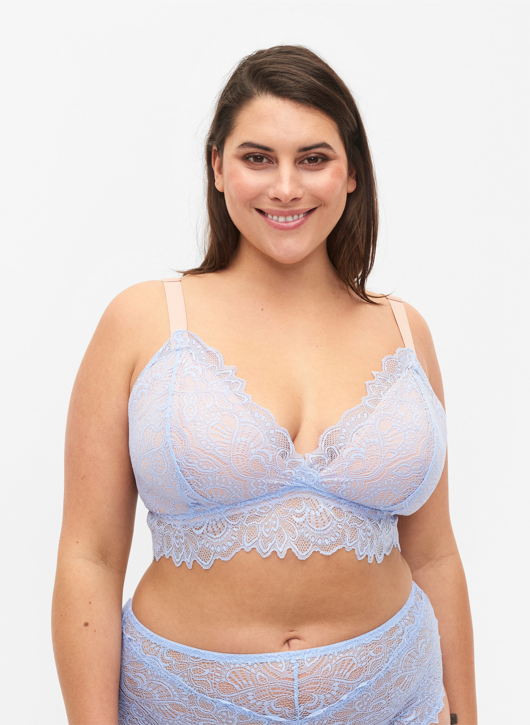 Zizzi Bralette avec dentelle et rembourrage doux, Serenity, Model image number 0