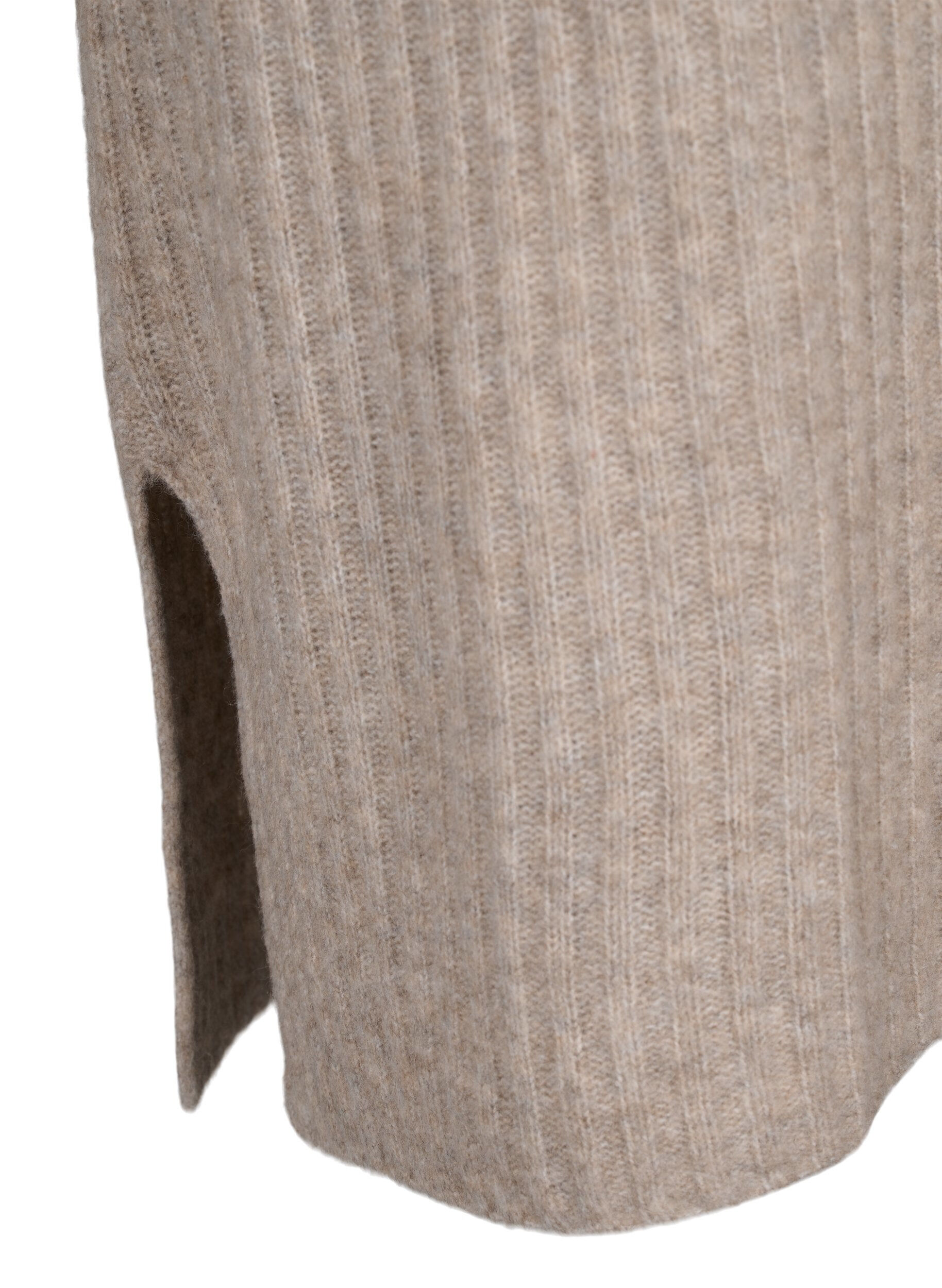 Zizzi Robe en tricot c&ocirc;tel&eacute; avec fente, Simply Taupe Mel., Packshot image number 3