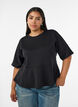 Blouse peplum avec manches longueur coude, Noir, Model image number 0