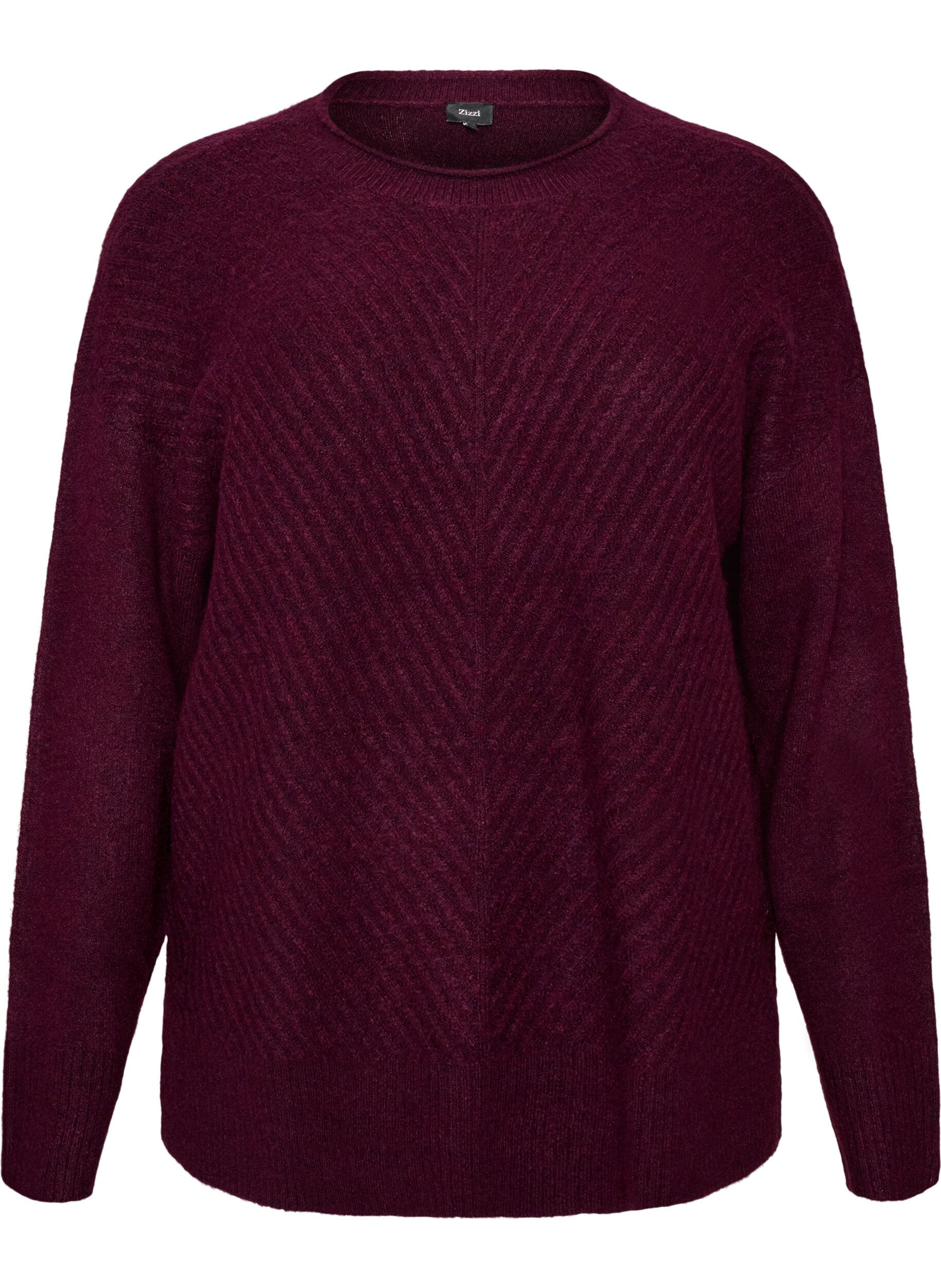 Blouse en maille avec motif c&ocirc;tel&eacute; en V et fentes