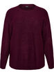 Blouse en maille avec motif c&ocirc;tel&eacute; en V et fentes, Bordeaux, Packshot image number 0