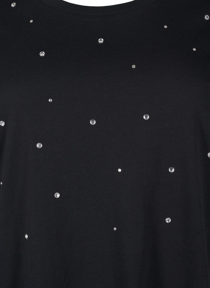T-shirt en coton avec strass, Black, Packshot image number 2