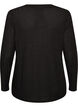 Blouse en jersey avec structure c&ocirc;tel&eacute;e et manches longues, Noir, Packshot image number 1