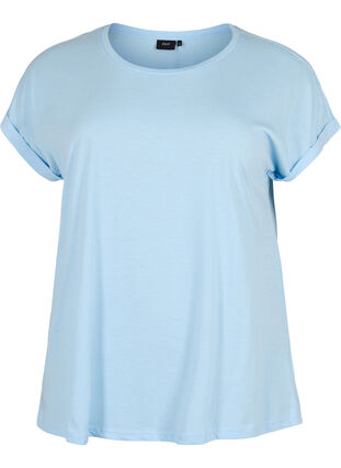 T-shirt à manches courtes en coton mélangé, Chambray Blue , Packshot image number 0