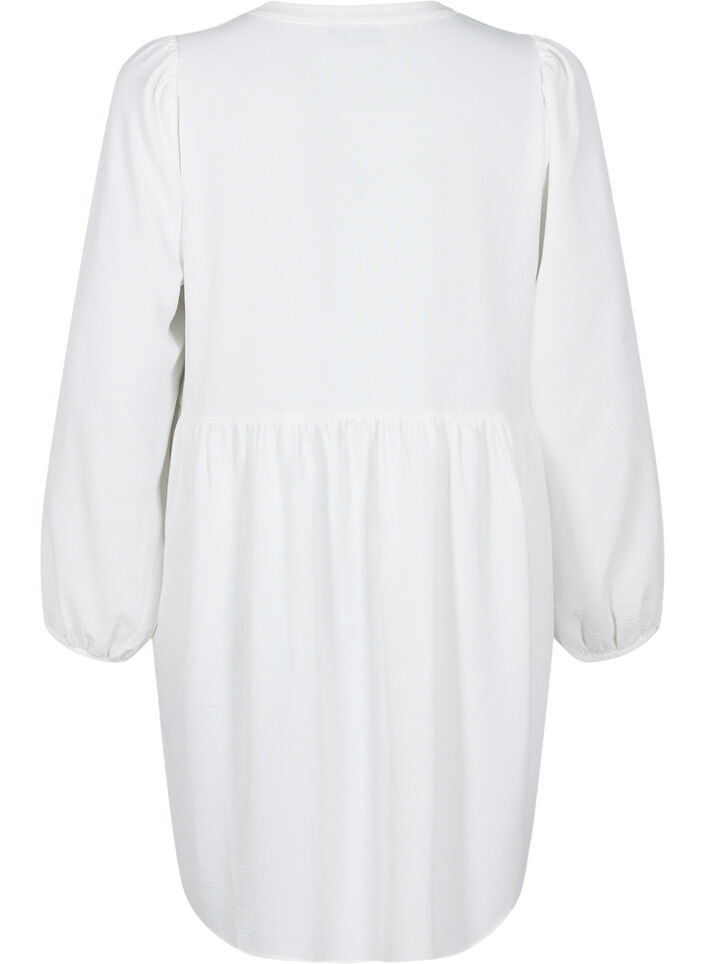 FLASH - Robe courte avec des plis et des manches longues, Blanc, Packshot image number 1