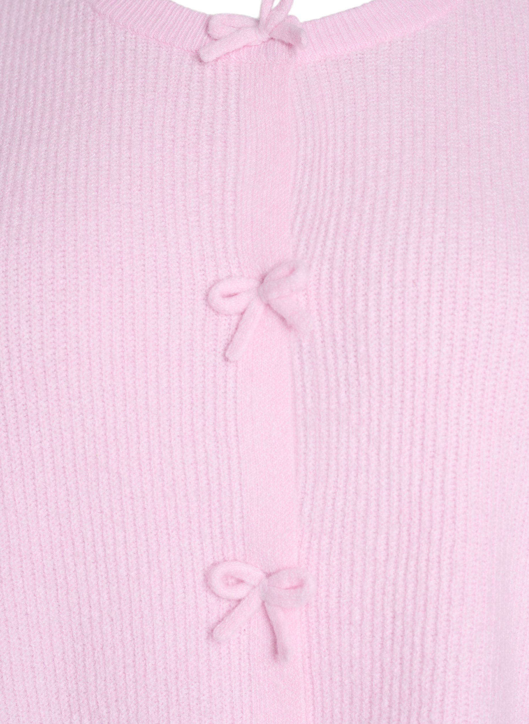 Zizzi Cardigan en maille &agrave; manches courtes avec des n&oelig;uds, Rose, Packshot image number 2
