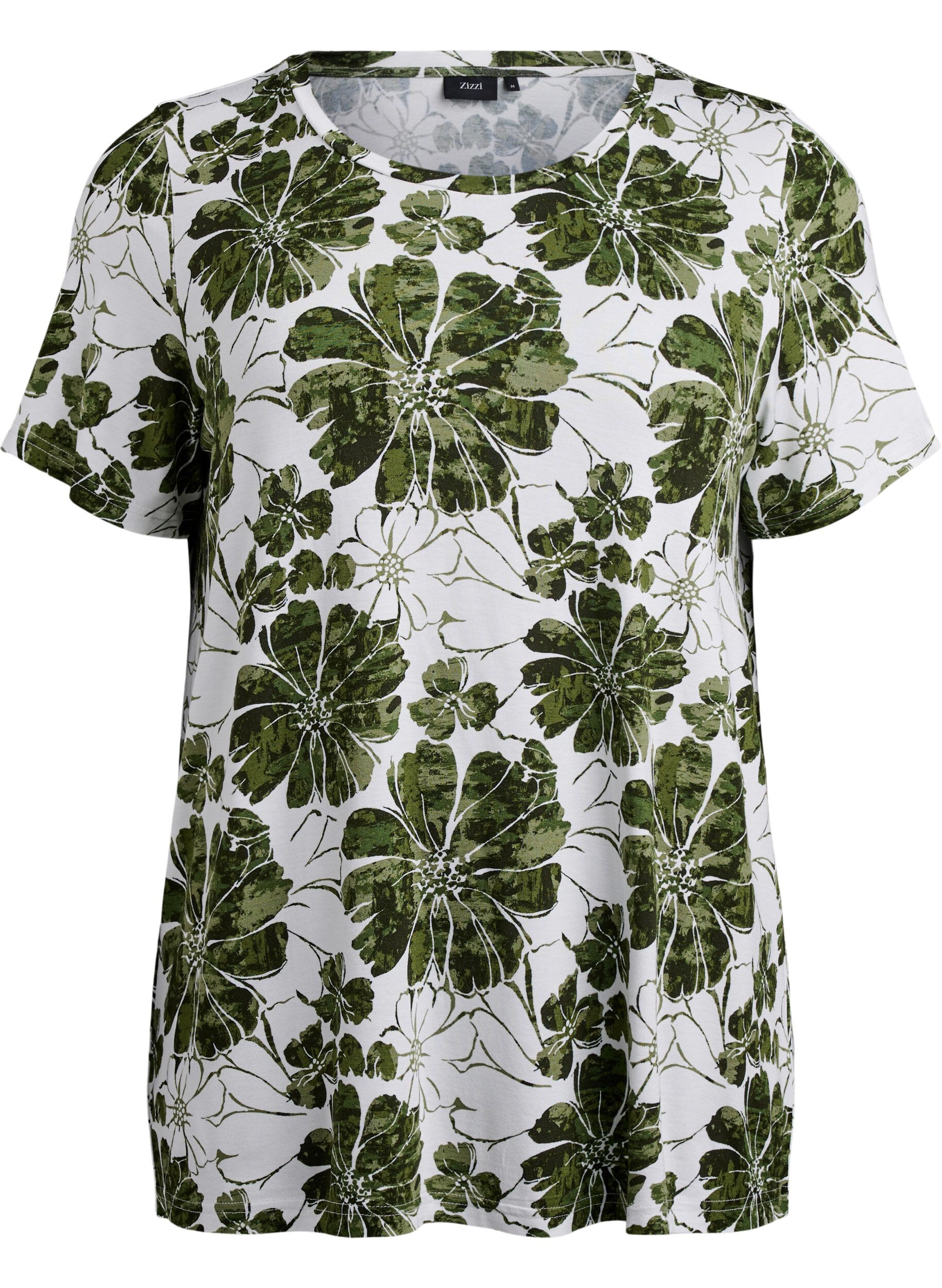 Zizzi T-shirt avec imprim&eacute; floral, Vert, Packshot image number 0