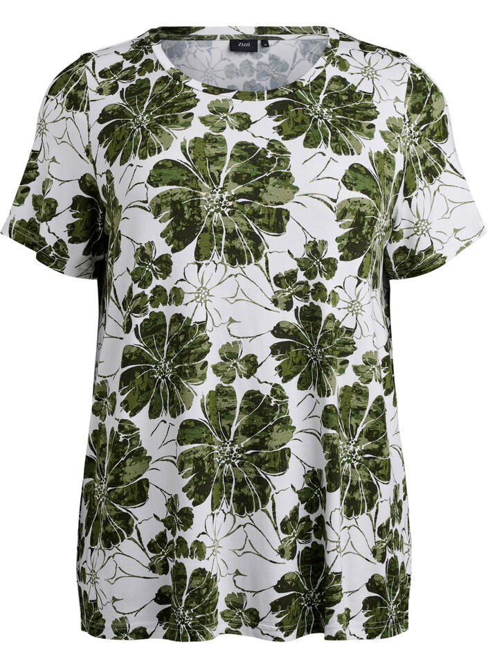 T-shirt avec imprimé floral, Vert, Packshot image number 0
