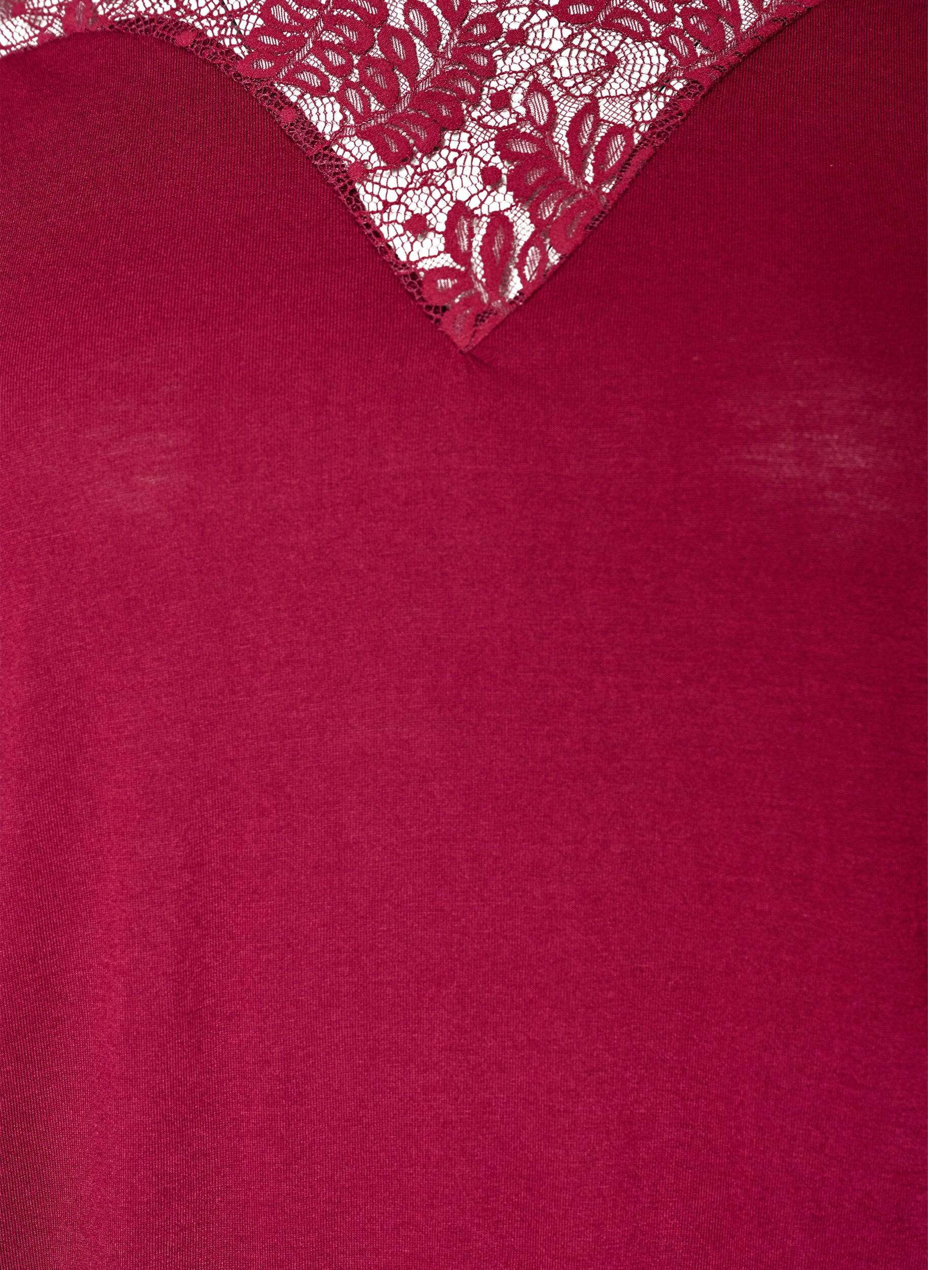 ZizziBlouse avec empi&egrave;cement en dentelle et manches ballon, Rouge, Packshot image number 2