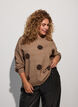 Blouse en maille &agrave; pois, Marron, Model image number 0