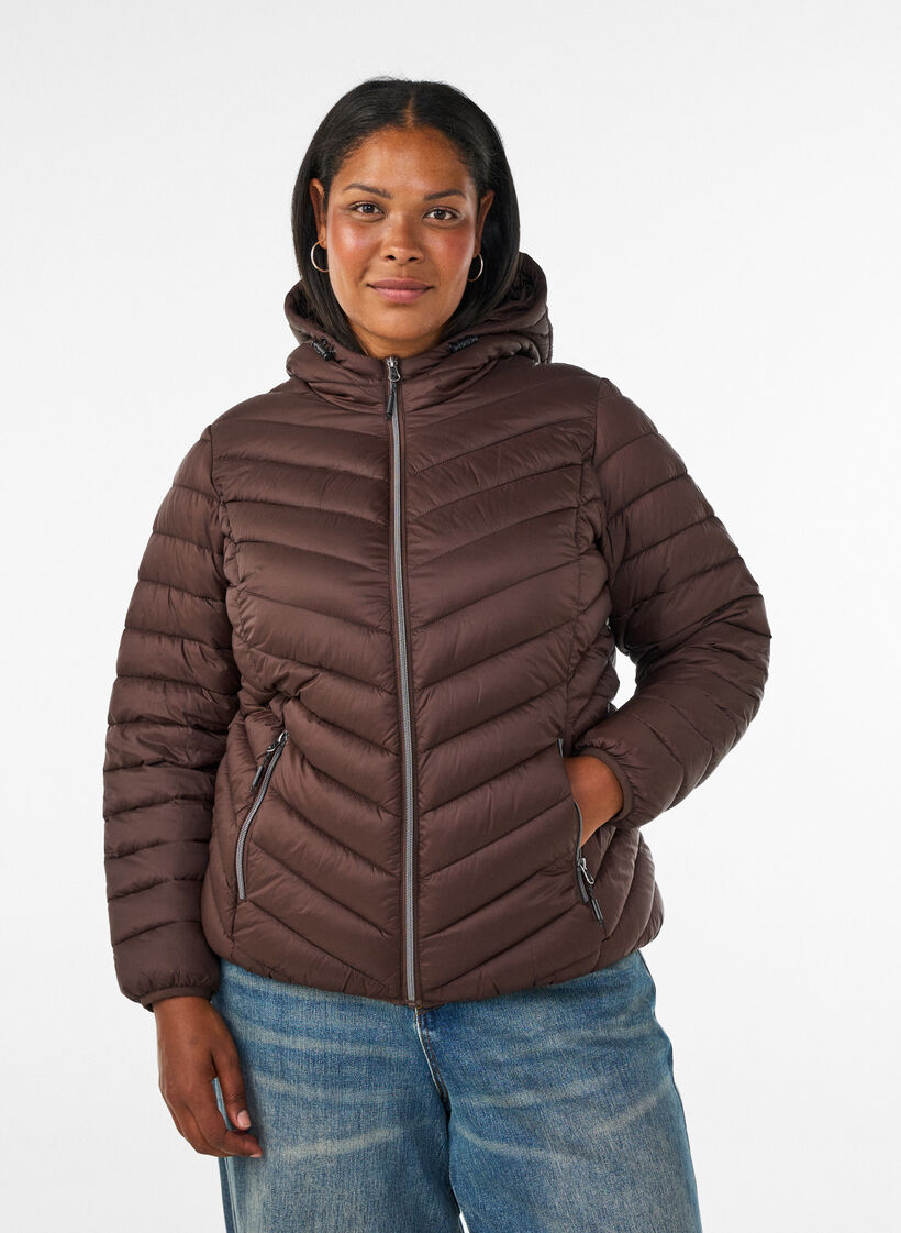 Veste l&eacute;g&egrave;re &agrave; capuche, Marron, Model image number 0