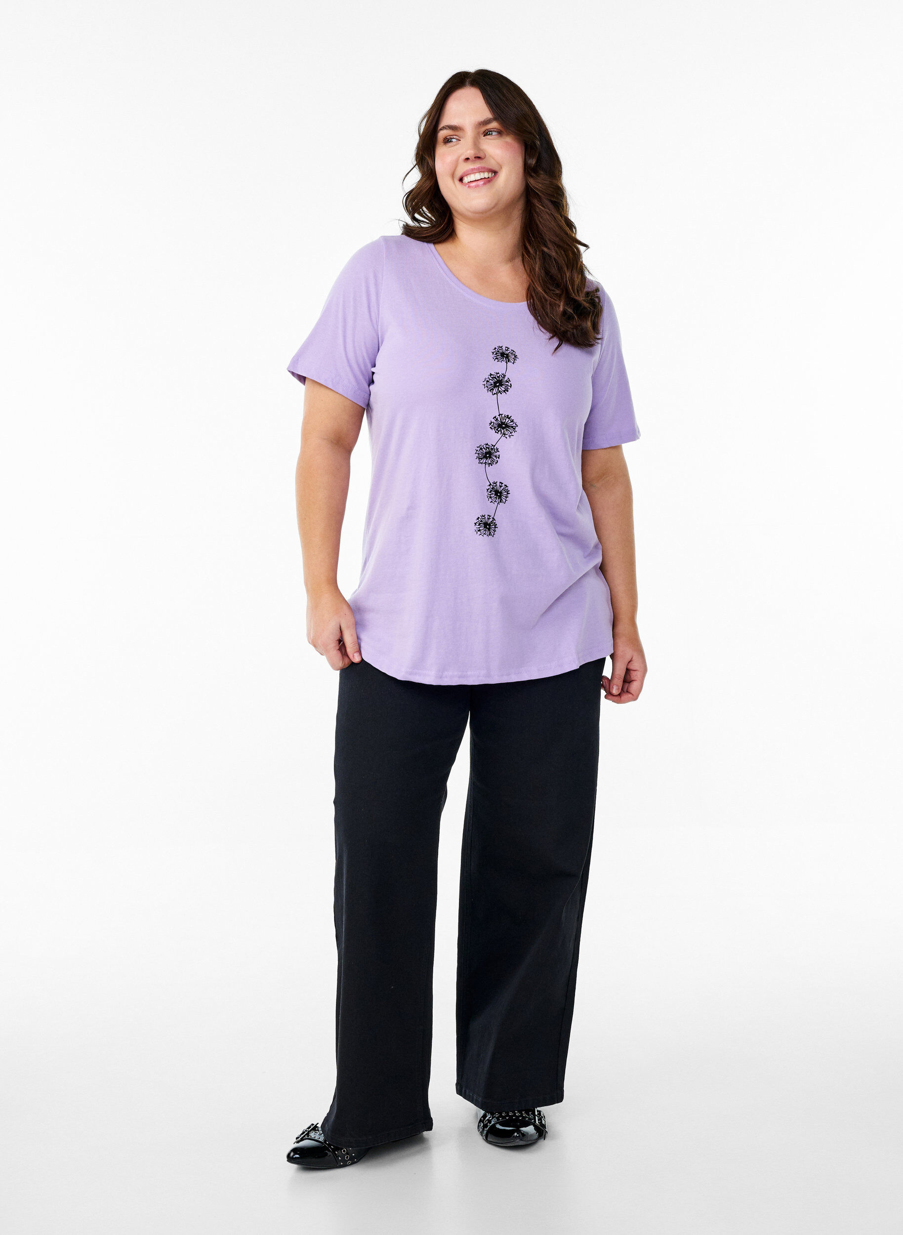 Zizzi FLASH - T-shirt avec motif, Violet, Model image number 1