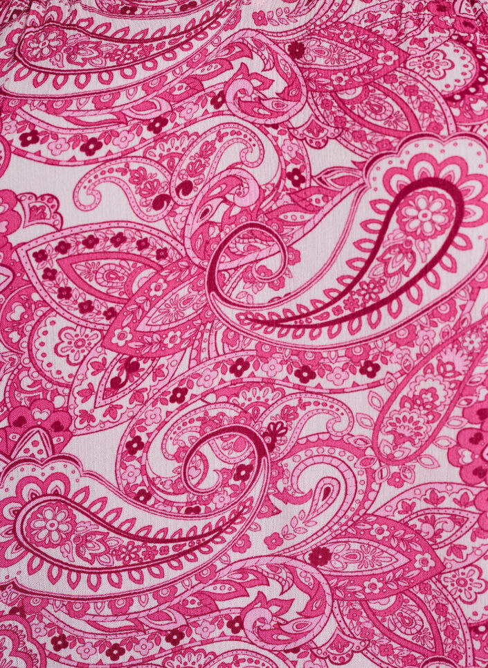 Blouse imprim&eacute;e en viscose avec volants, Rose, Packshot image number 2