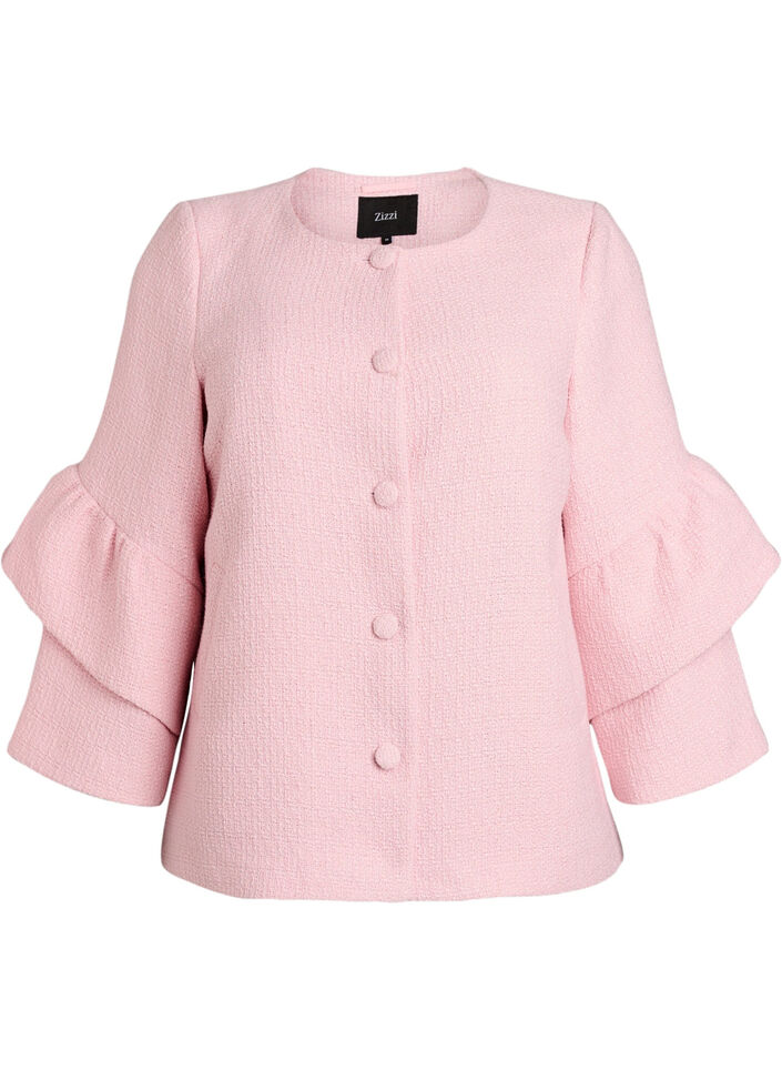 Veste boucl&eacute;e avec volants, Rose, Packshot image number 0