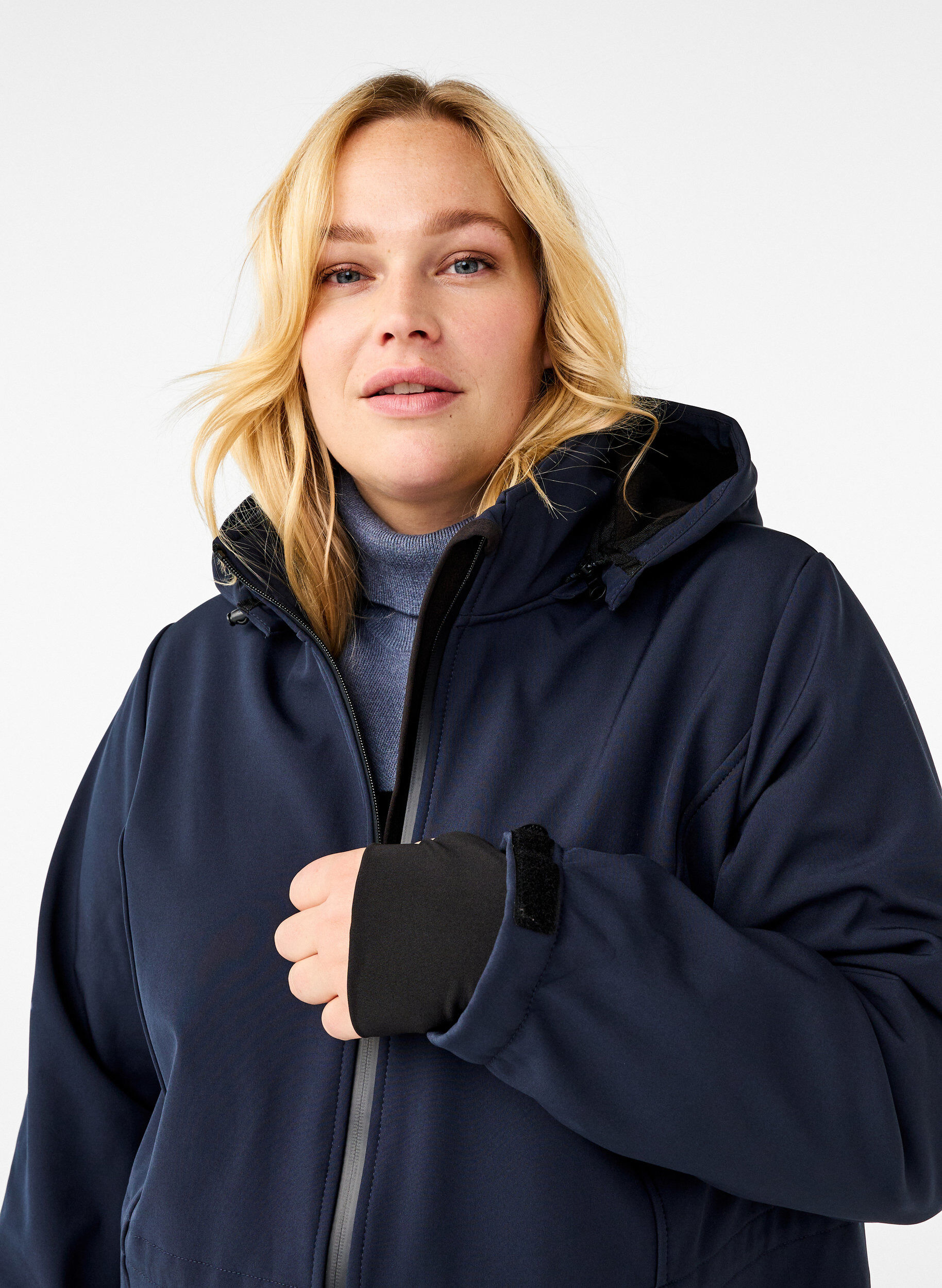 ZizziVeste softshell avec capuche amovible, Bleu, Model image number 3