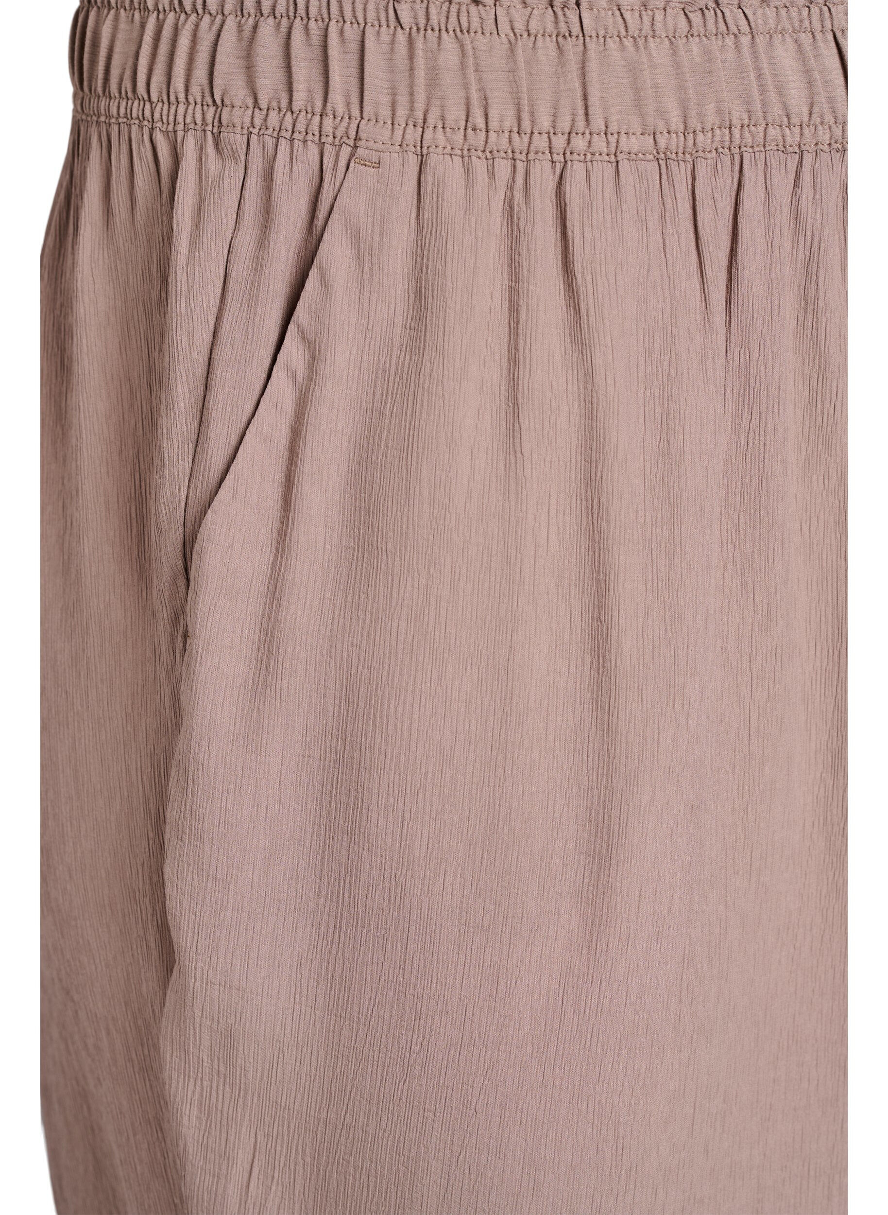 Zizzi Pantalon taille haute en viscose avec poches, Marron, Packshot image number 2