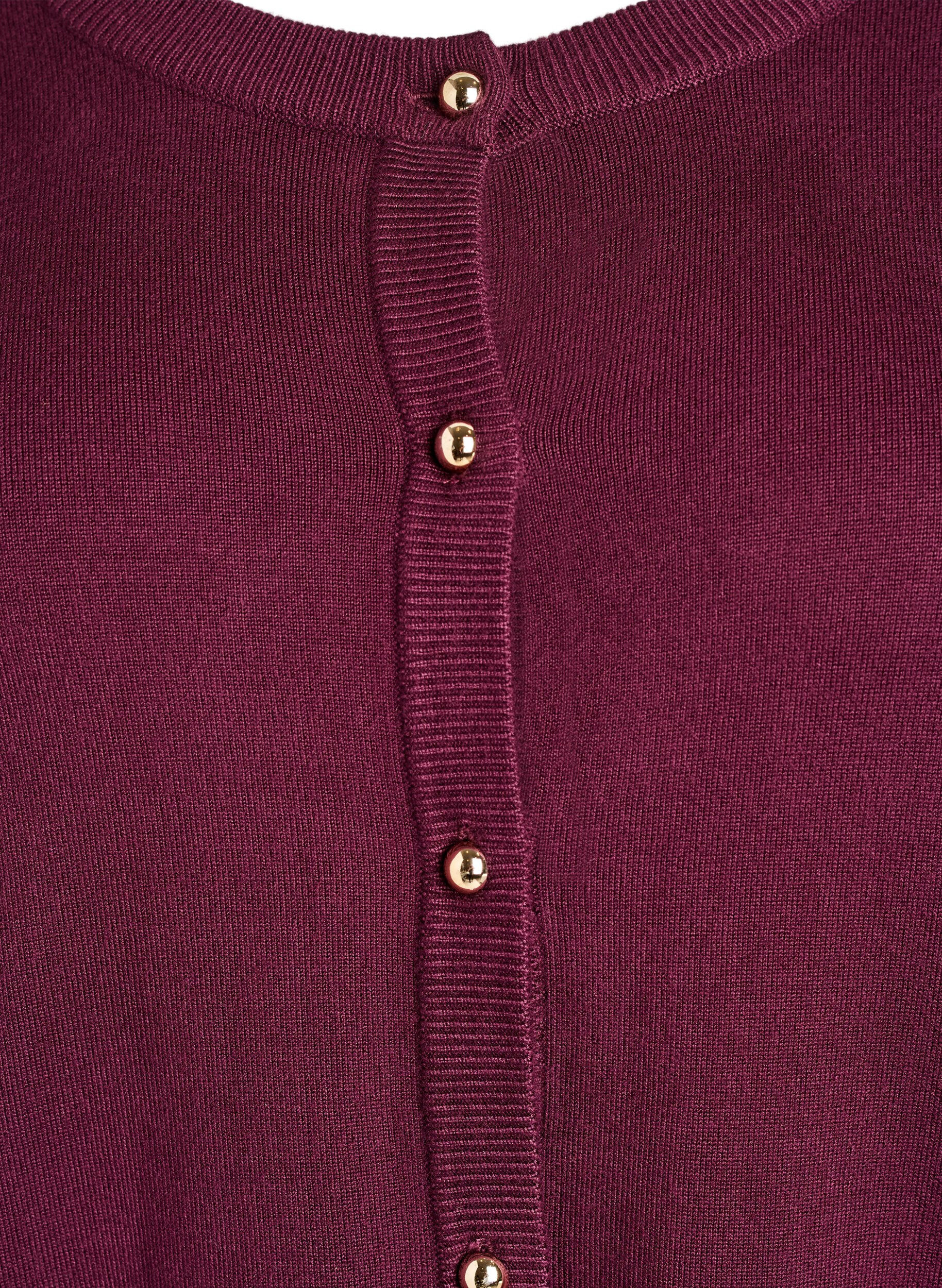 Zizzi Cardigan en maille fine avec boutons boule, Bordeaux, Packshot image number 2