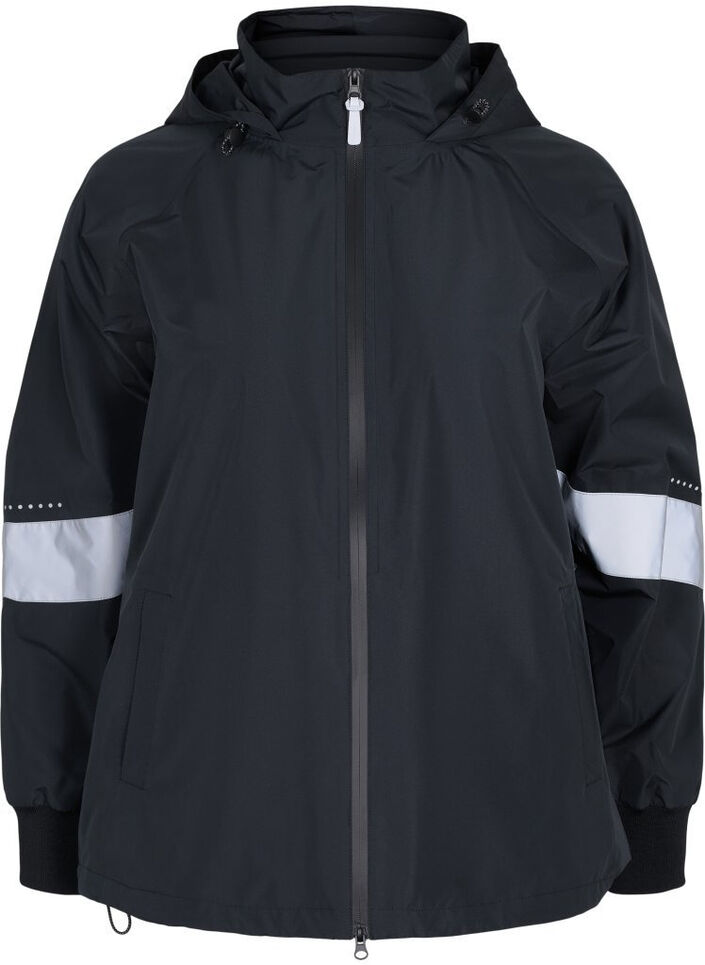Veste de pluie avec d&eacute;tails r&eacute;fl&eacute;chissants, Noir, Packshot image number 0