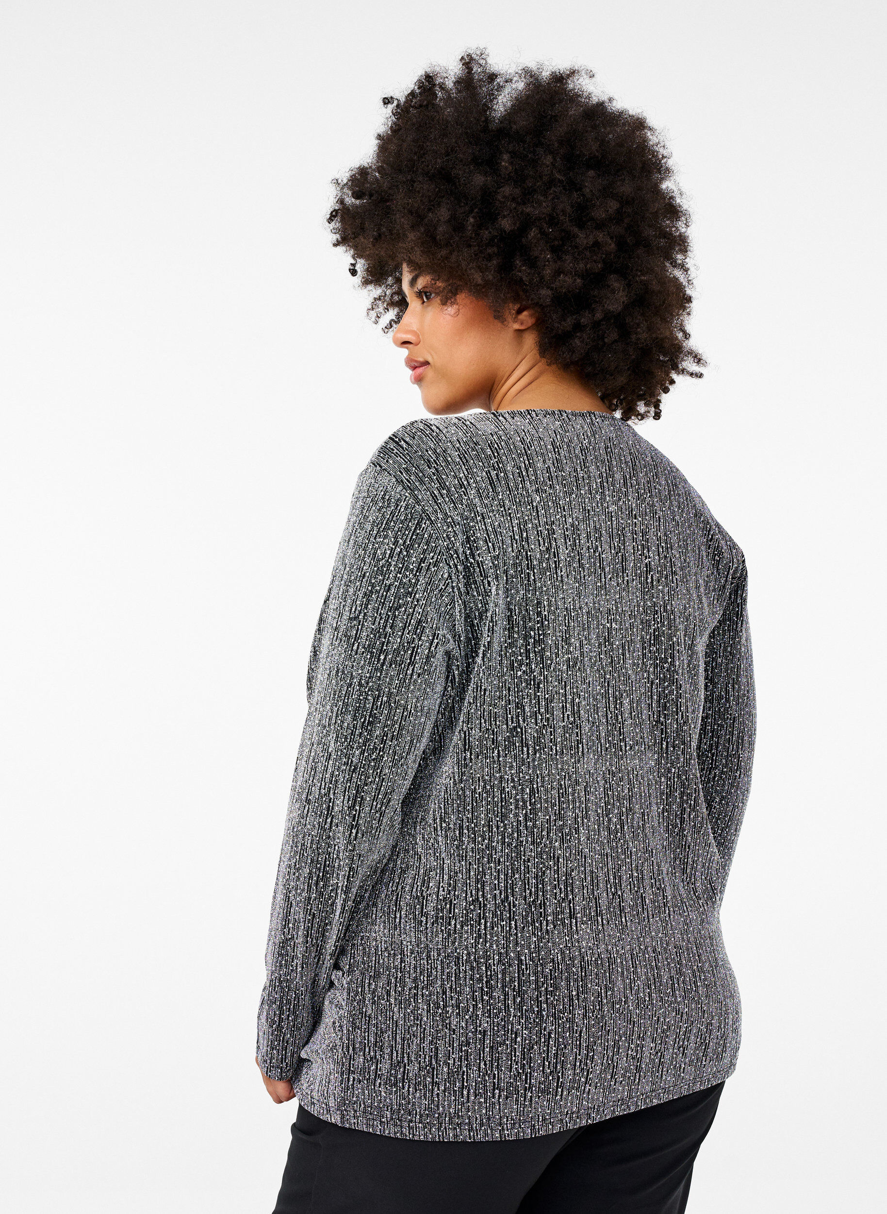 Zizzi Top paillet&eacute; &agrave; effet kimono, Noir, Model image number 2