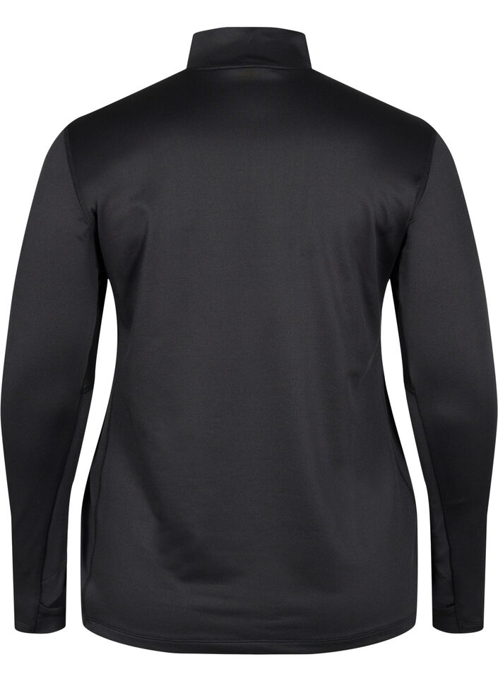 Haut de sport &agrave; col montant avec fermeture &eacute;clair, Black, Packshot image number 1