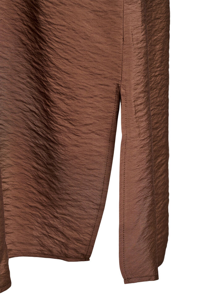 Robe &agrave; col en V en viscose, Marron, Packshot image number 3