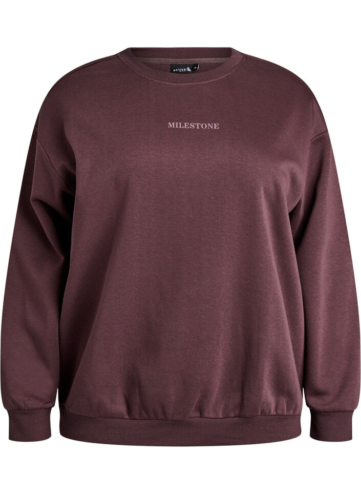 Sweatshirt avec détail statement, Marron, Packshot image number 0