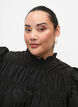 Robe avec volants et lignes de coupe élastiques, Black, Model image number 3