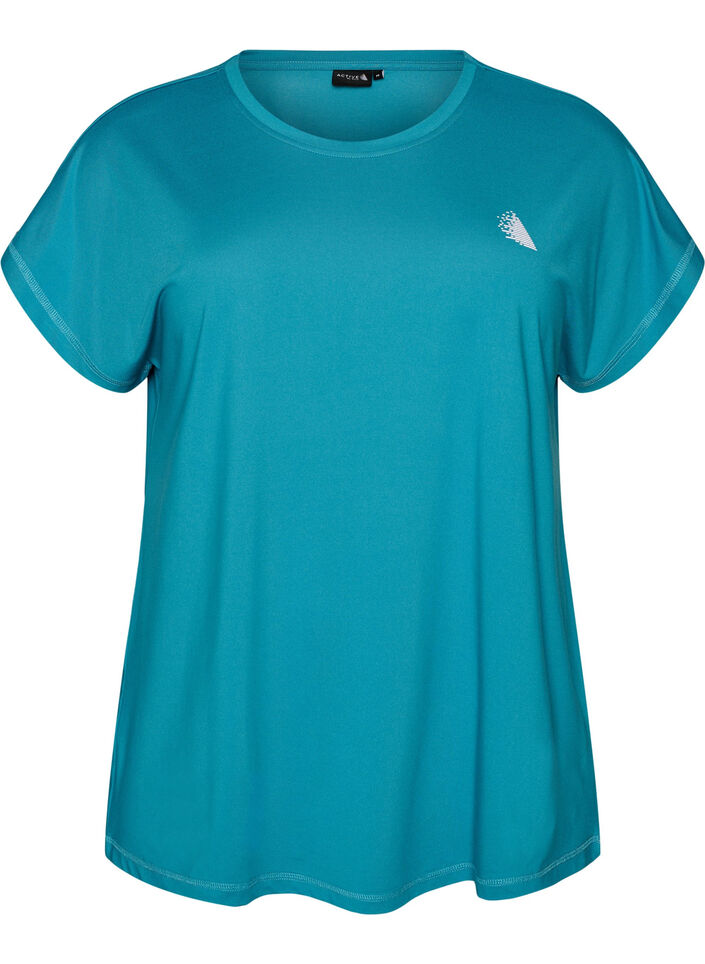 T-shirt de sport couleur unie, Bleu p&eacute;trole, Packshot image number 0