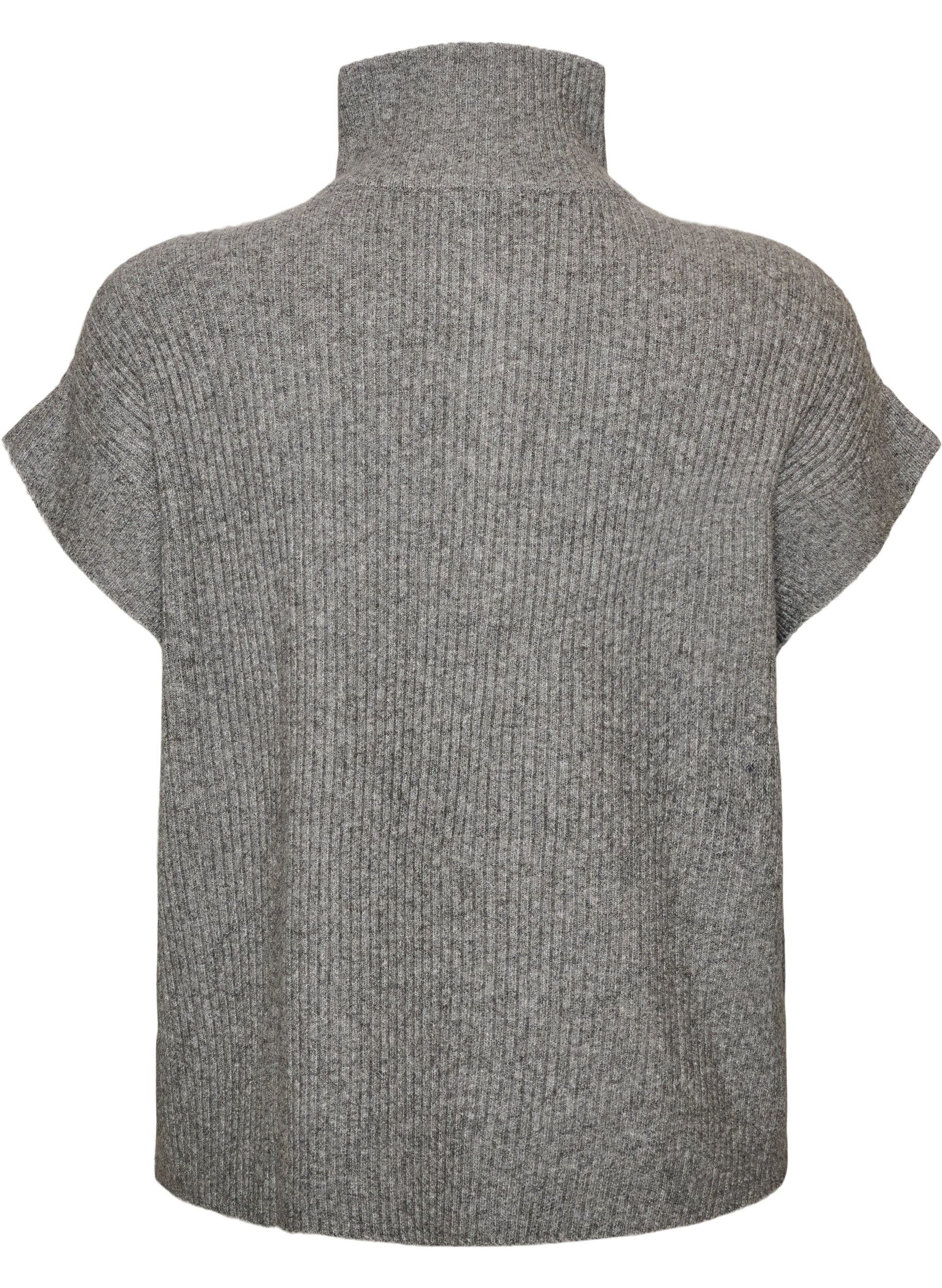 ZizziGilet en maille avec col montant et zip court, Gris, Packshot image number 1
