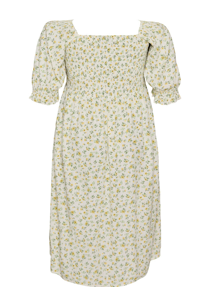Robe d'&eacute;t&eacute; florale en viscose, Blanc, Packshot image number 1