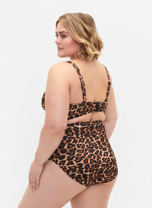 Bas de bikini taille haute imprimé léopard, Leopard Print, Model image number 1