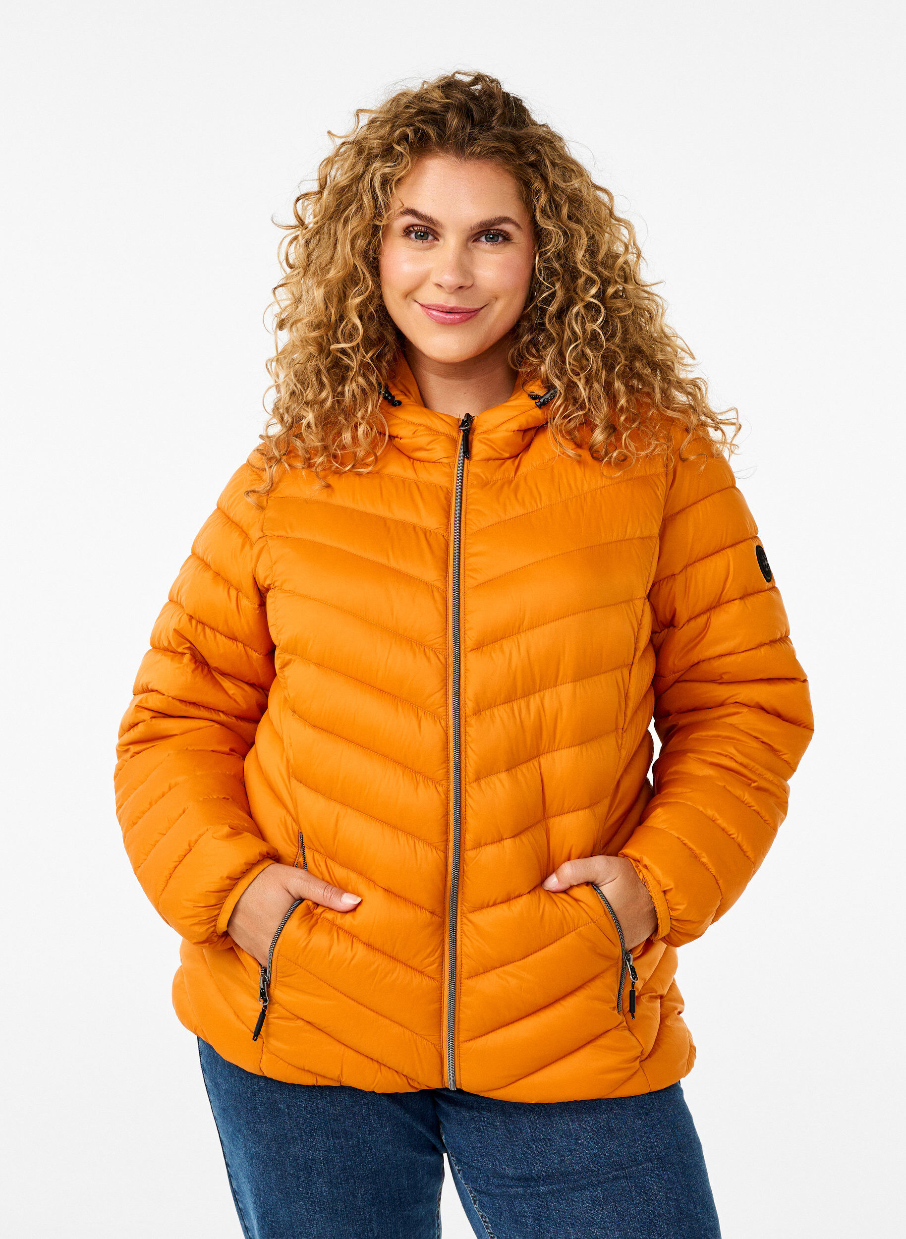 Veste l&eacute;g&egrave;re &agrave; capuche, Orange fonc&eacute;, Model