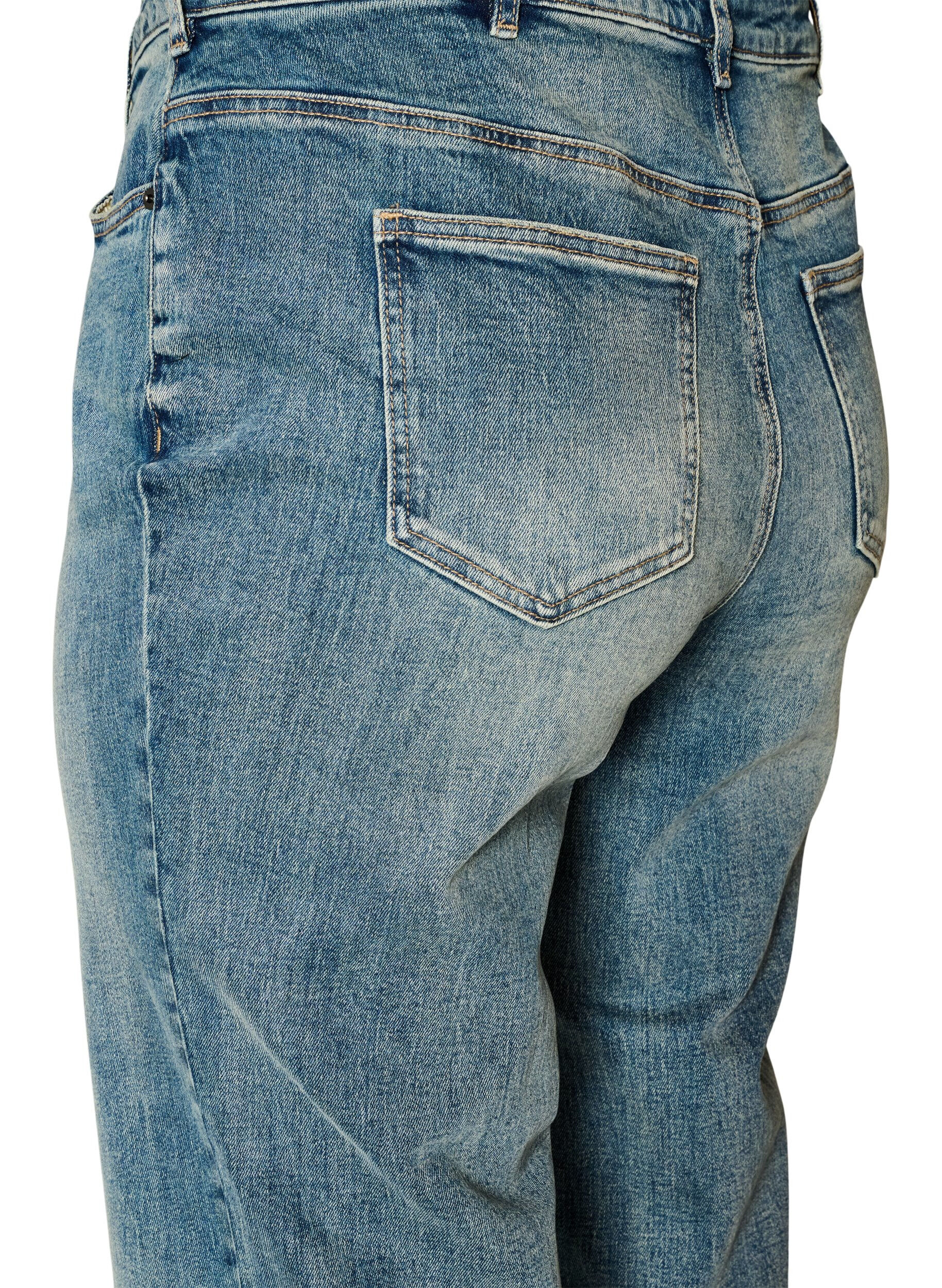 ZizziJean Kiana coupe droite &agrave; l'effet l&eacute;g&egrave;rement us&eacute;, Bleu, Packshot image number 3