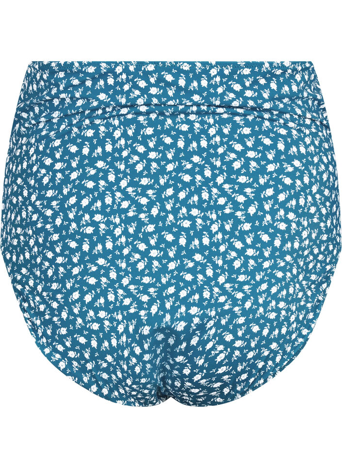 Bas de bikini taille extra haute avec imprimé floral, Bleu pétrole, Packshot image number 1