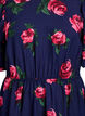 Robe midi &agrave; imprim&eacute; roses et manches courtes bouffantes, Bleu, Packshot image number 2