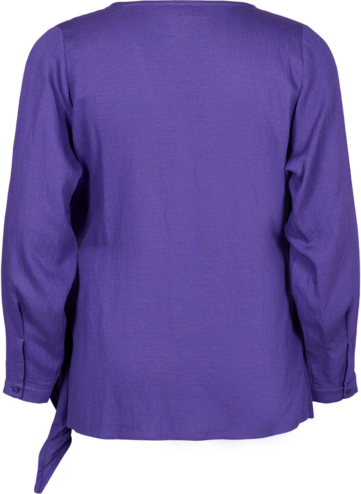 Blouse à manches longues en viscose avec un aspect enveloppant, Prism Violet, Packshot image number 1