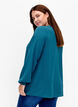 Haut de couleur unie avec col en V, Deep Teal, Model image number 1