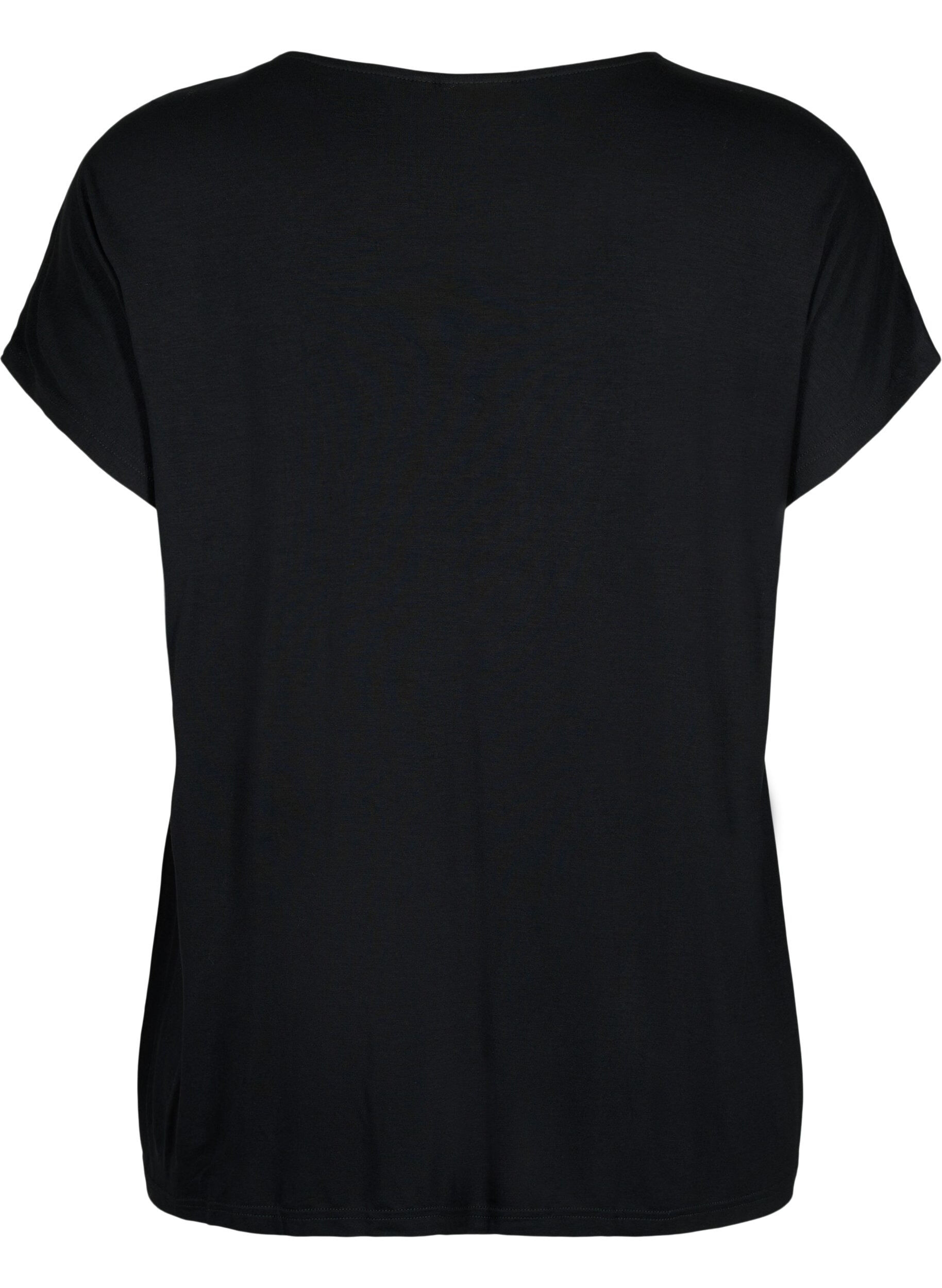 Zizzi T-shirt &agrave; manches courtes en viscose avec imprim&eacute; , Black W. Lips, Packshot image number 1