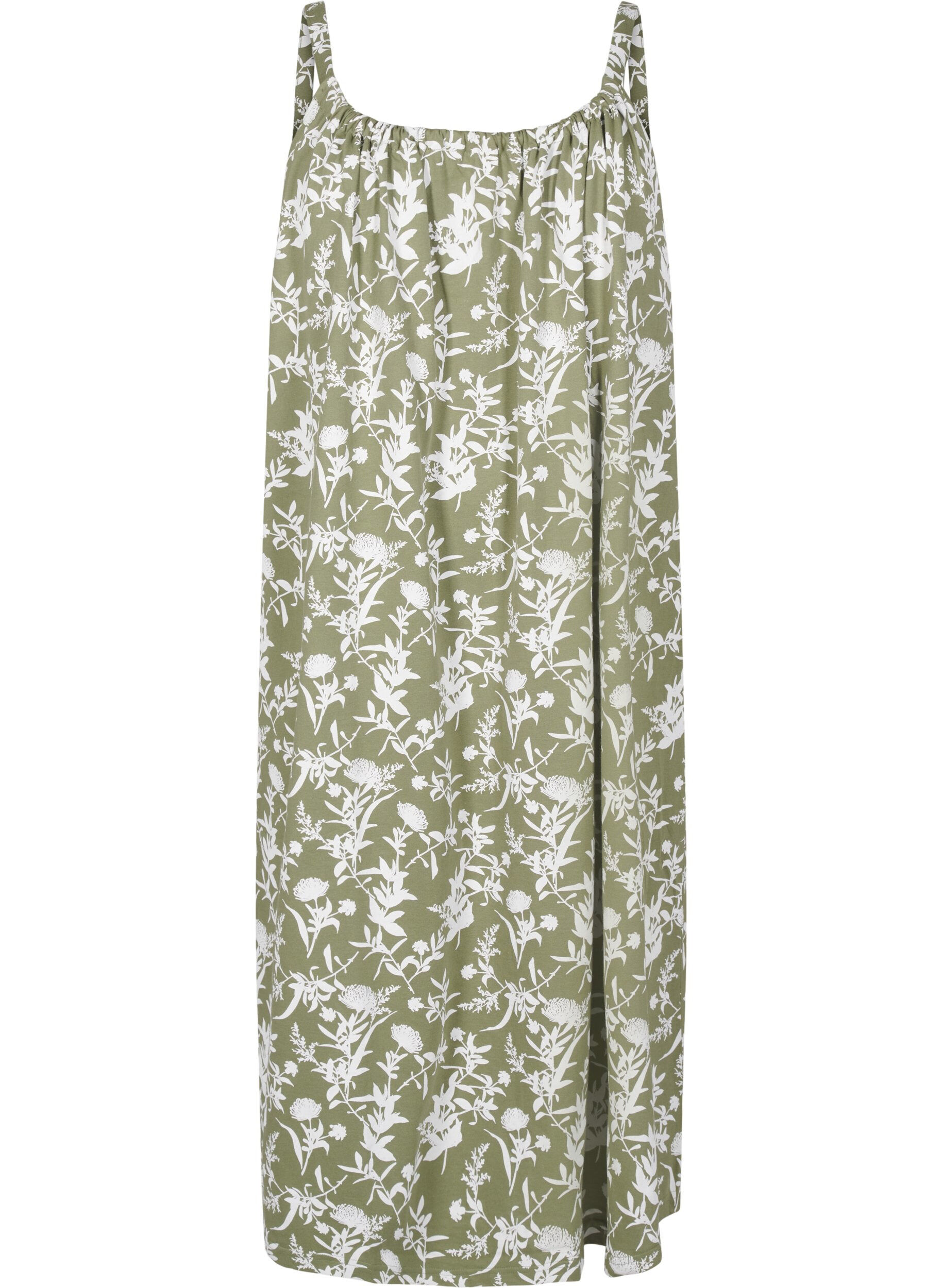 ZizziRobe &agrave; bretelles midi en coton bio, Vert, Packshot image number 0