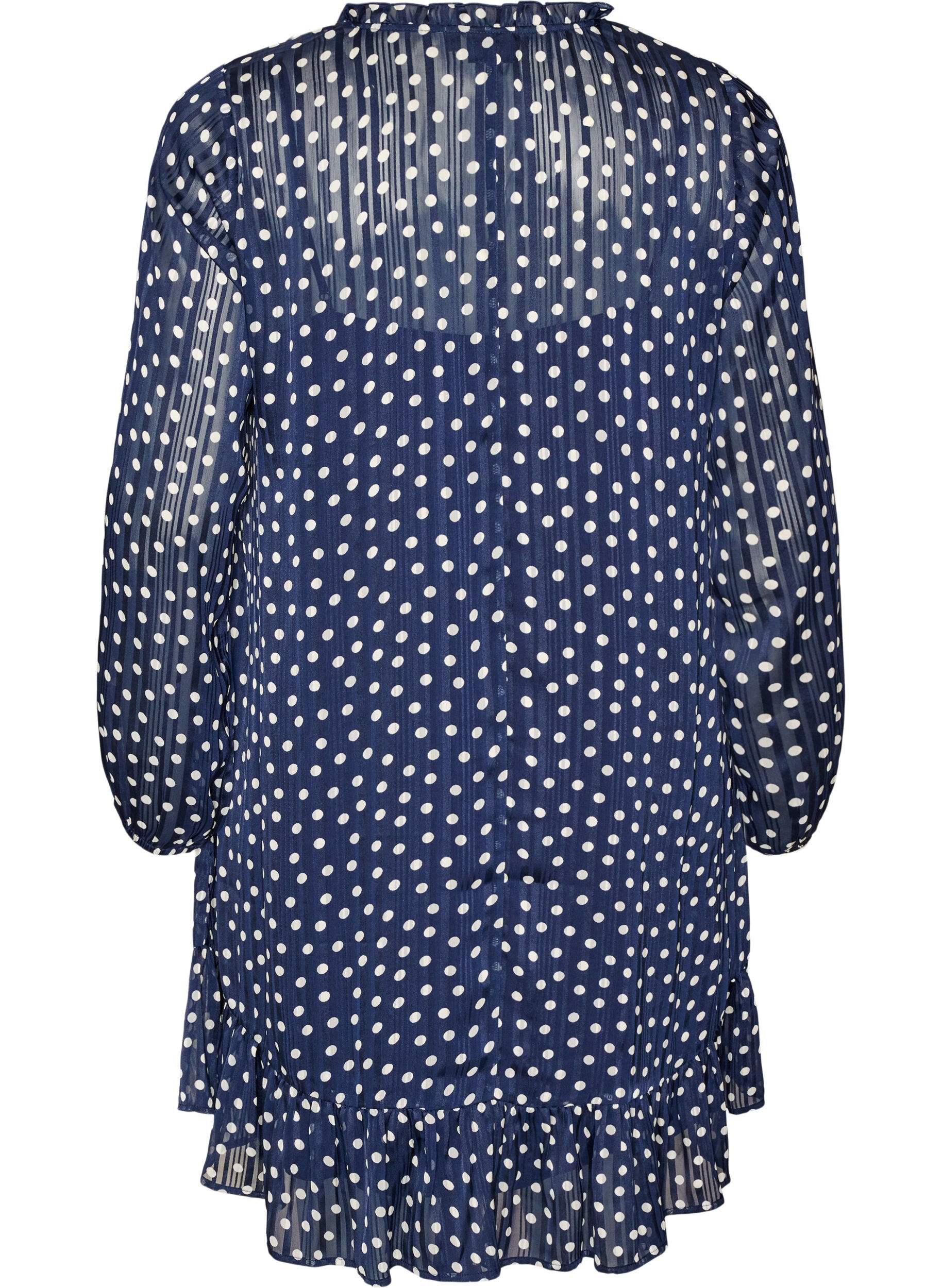 ZizziRobe &agrave; motifs avec volants et manches longues, Bleu, Packshot image number 1