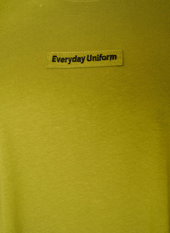 T-shirt en coton avec badge texte, Vert, Packshot image number 2