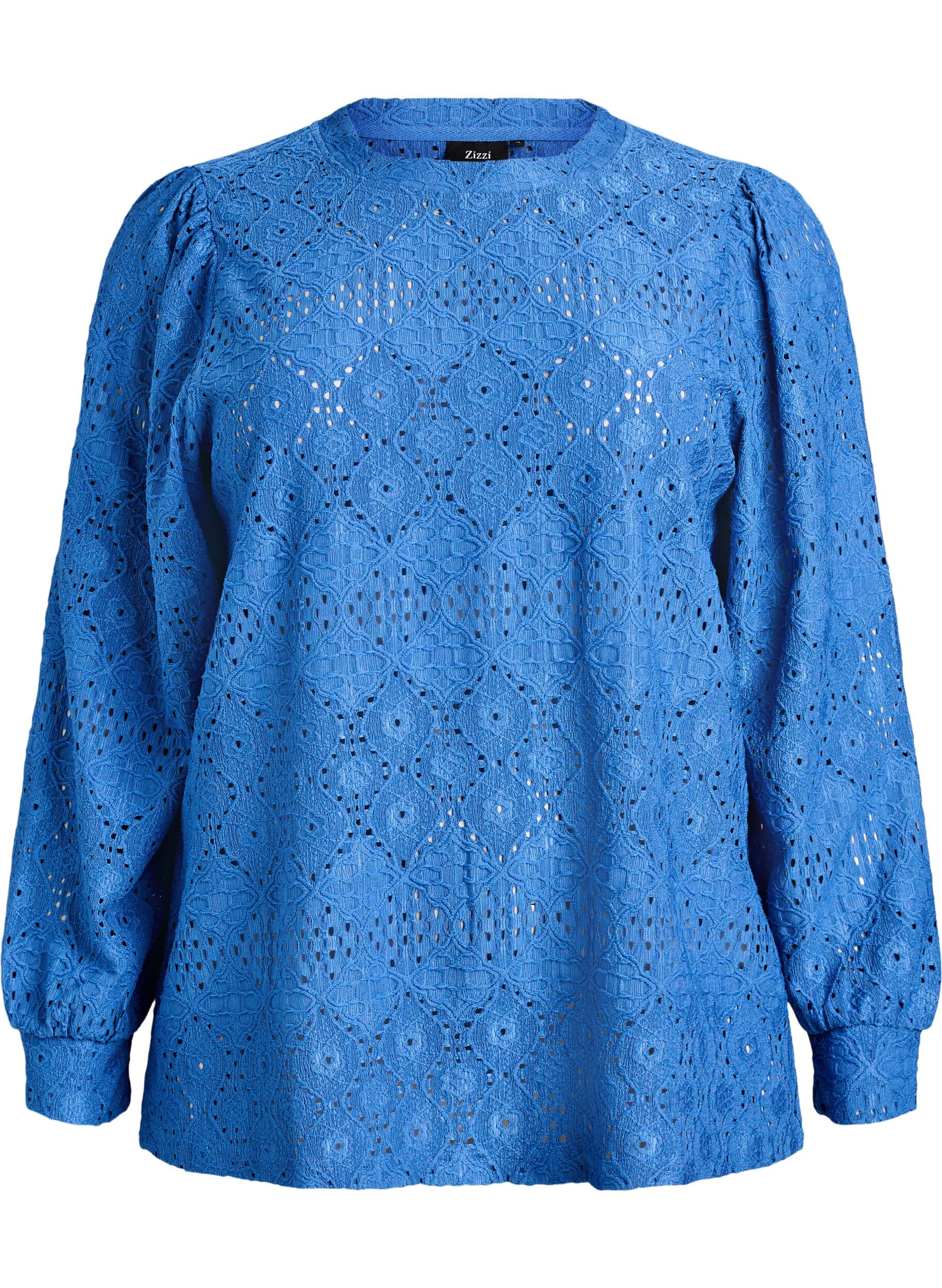 Blouse &agrave; manches longues avec broderie ajour&eacute;e