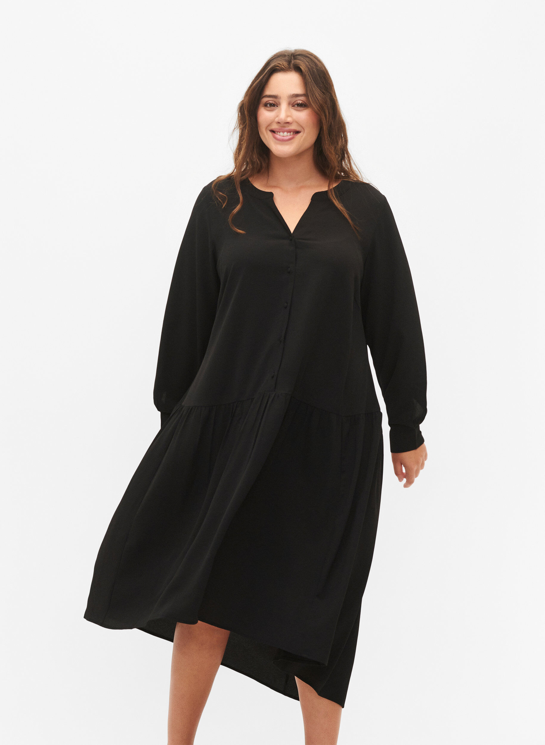 Zizzi Robes midi &agrave; manches longues, Black, Model image number 2
